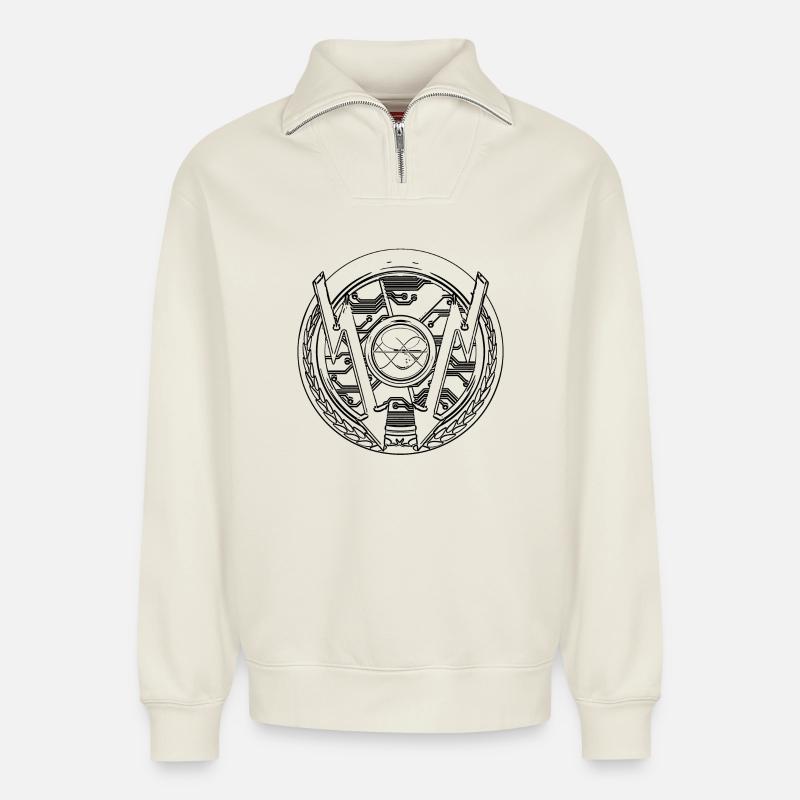 Craft Electric Pattern - Relaxed Unisex Organic Half Zip Sweatshirt – by SPREAD - off white