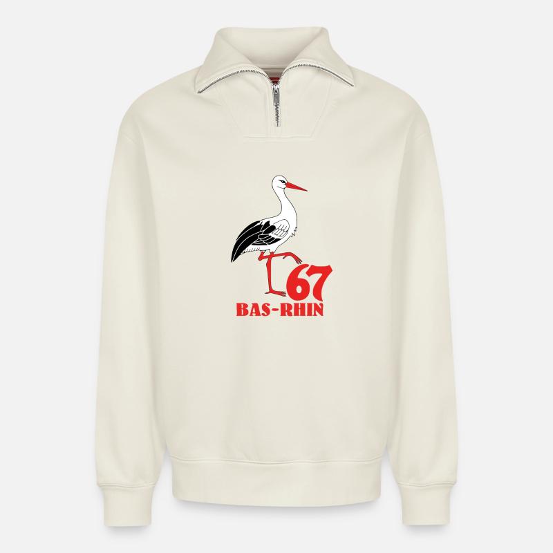 Bas-Rhin - Relaxed Unisex Organic Half Zip Sweatshirt – by SPREAD - off white