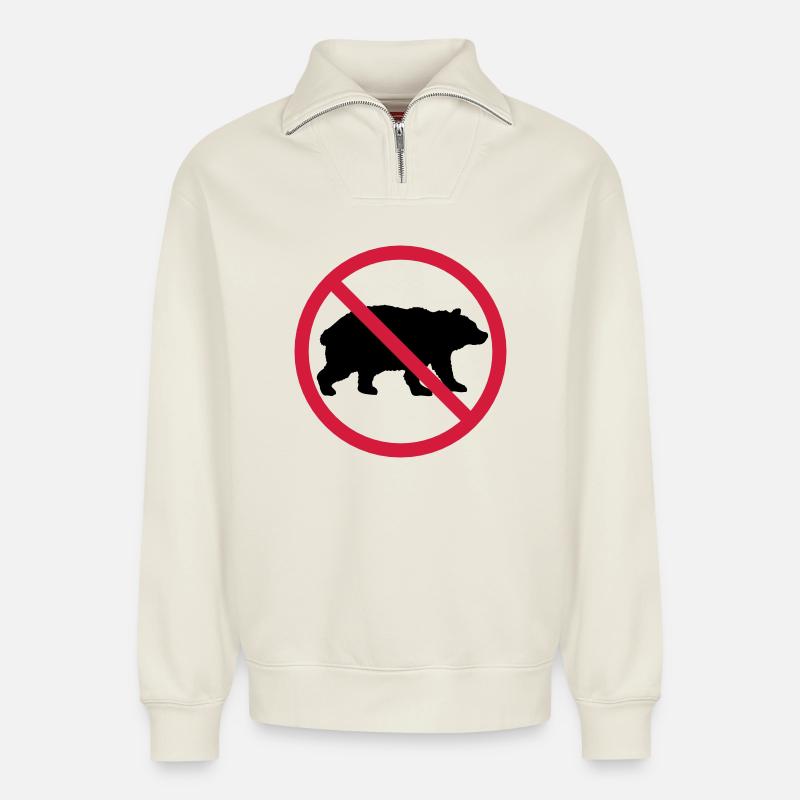 Bär Verboten Schild - Relaxed Unisex Organic Half Zip Sweatshirt – von SPREAD - Naturweiß