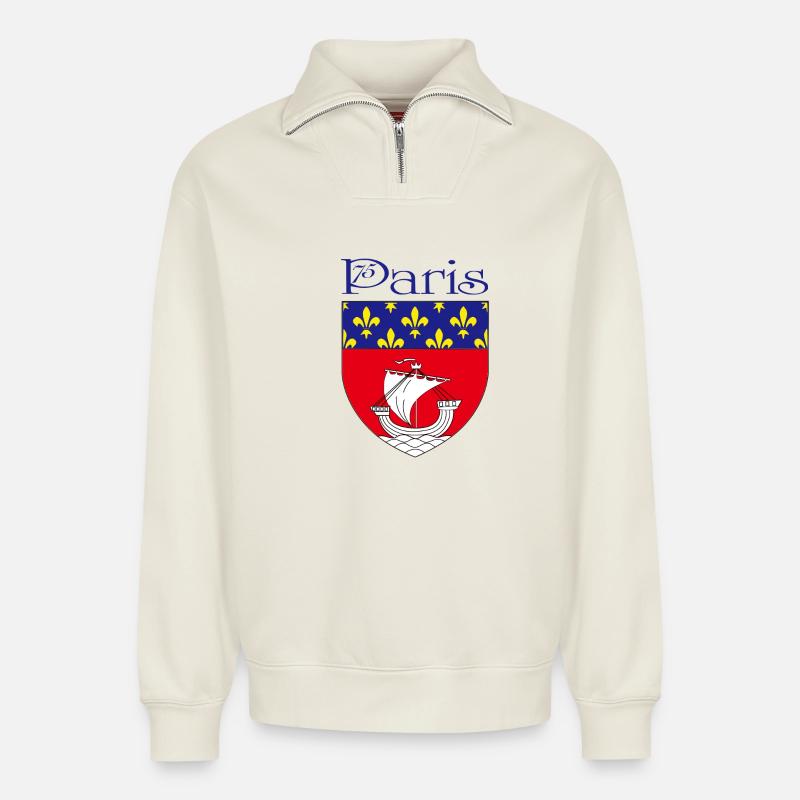 Paris - Relaxed Unisex Organic Half Zip Sweatshirt – von SPREAD - Naturweiß