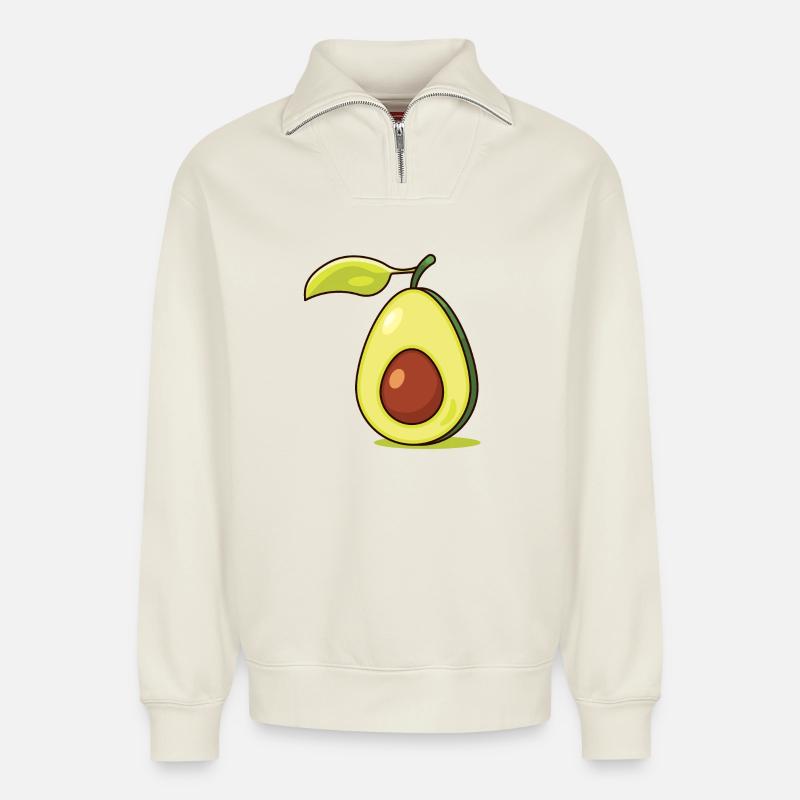 Avocado - Relaxed Unisex Organic Half Zip Sweatshirt – by SPREAD - off white