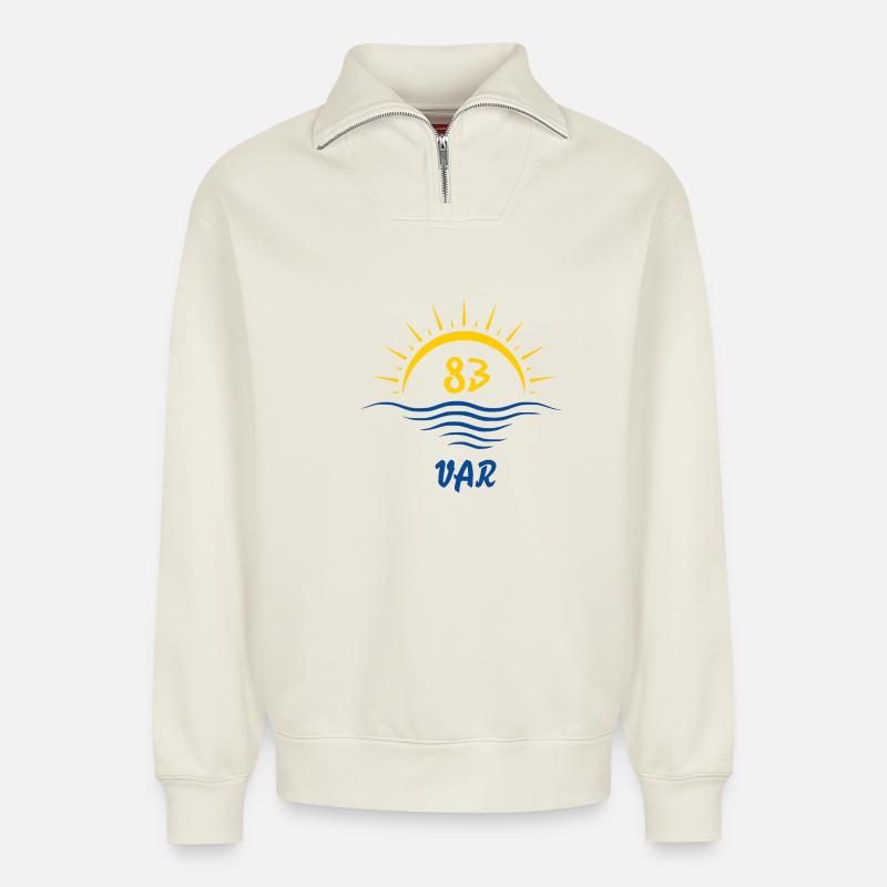 Var - Relaxed Unisex Organic Half Zip Sweatshirt – von SPREAD - Naturweiß