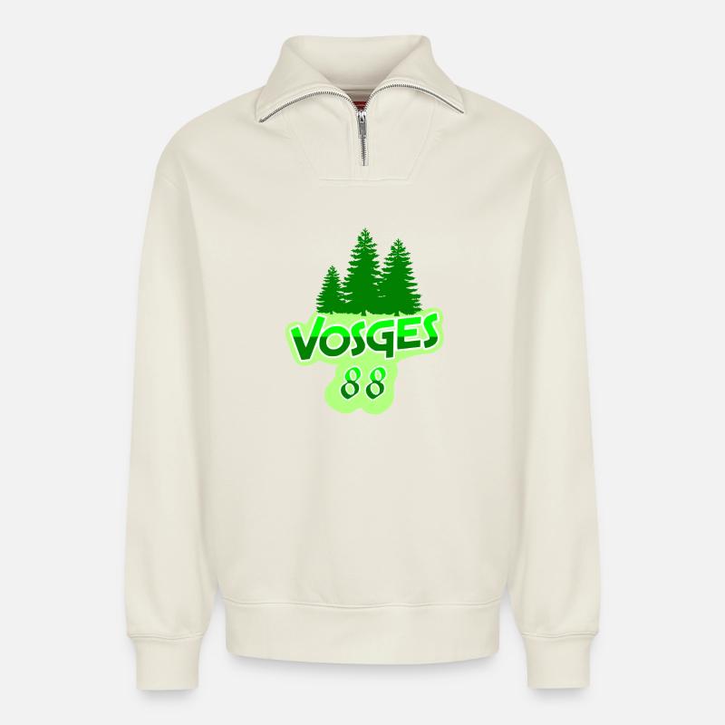 Vosges - Relaxed Unisex Organic Half Zip Sweatshirt – von SPREAD - Naturweiß