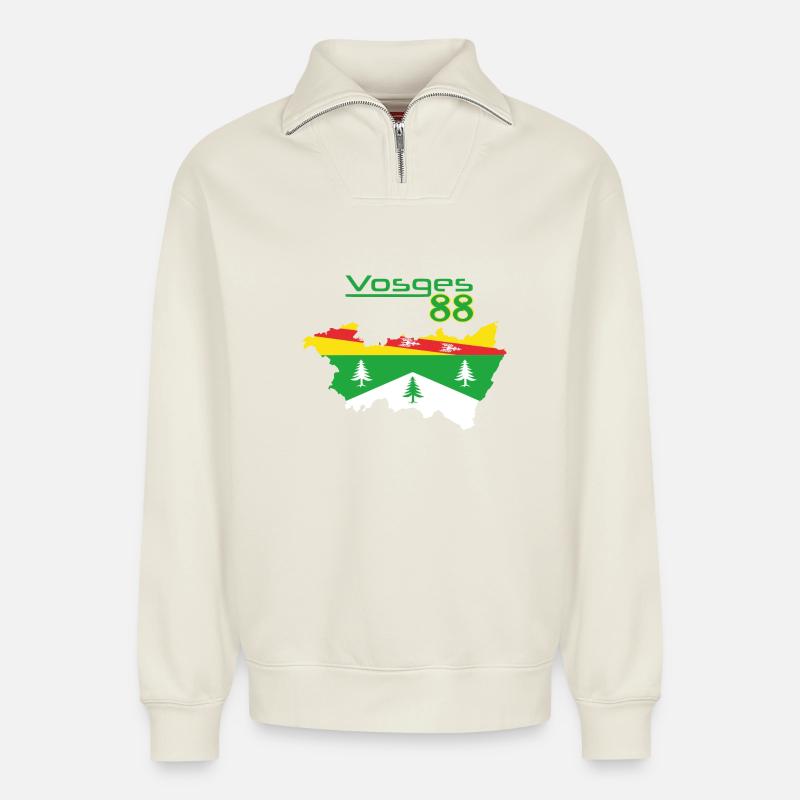 Vosges - Relaxed Unisex Organic Half Zip Sweatshirt – von SPREAD - Naturweiß