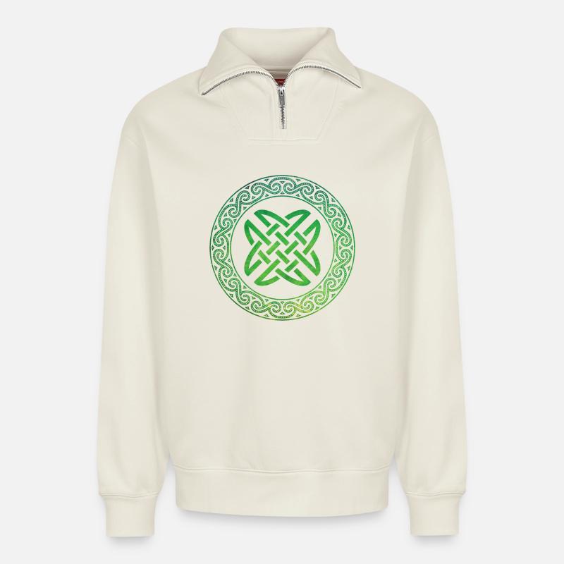 Celtic Knot - Relaxed Unisex Organic Half Zip Sweatshirt – by SPREAD - off white
