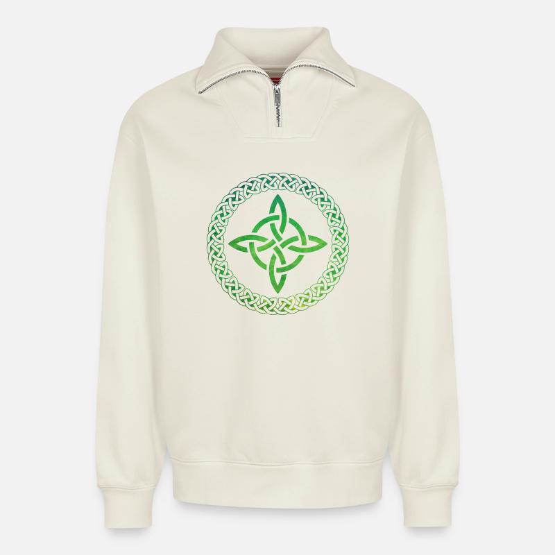 Celtic Knot - Relaxed Unisex Organic Half Zip Sweatshirt – von SPREAD - Naturweiß