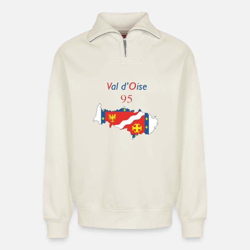 Val d'oise - Relaxed Unisex Organic Half Zip Sweatshirt – von SPREAD - Naturweiß