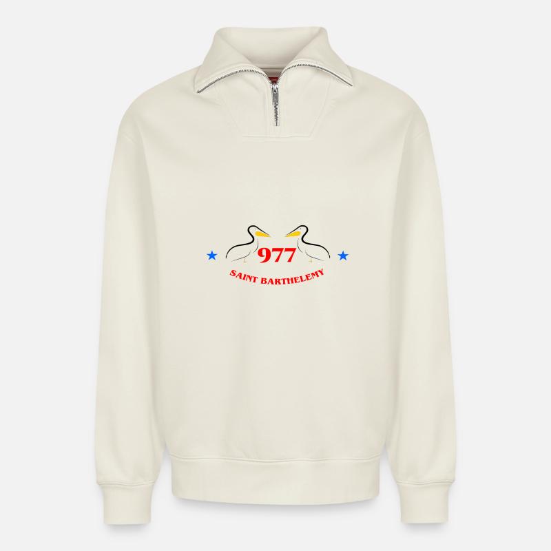 Heiliger Barthélemy - Relaxed Unisex Organic Half Zip Sweatshirt – von SPREAD - Naturweiß