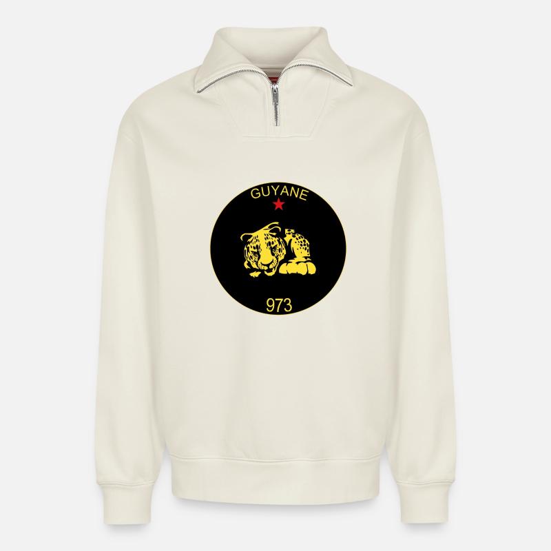 Guyana - Relaxed Unisex Organic Half Zip Sweatshirt – von SPREAD - Naturweiß
