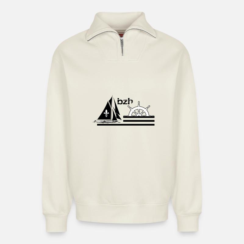 Das BZH - Relaxed Unisex Organic Half Zip Sweatshirt – von SPREAD - Naturweiß
