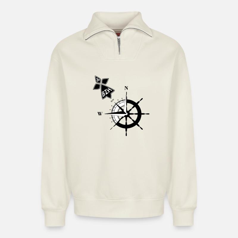 BZH - Sweat unisexe décontracté en coton biologique à demi-zip – de SPREAD - blanc cassé