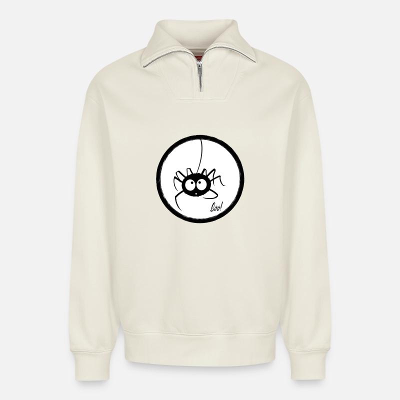 Süße Spinne - Relaxed Unisex Organic Half Zip Sweatshirt – von SPREAD - Naturweiß
