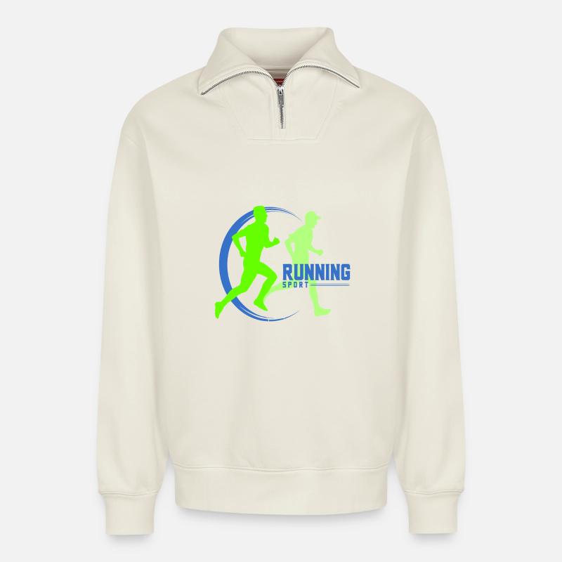 Ausgeführte - Relaxed Unisex Organic Half Zip Sweatshirt – von SPREAD - Naturweiß