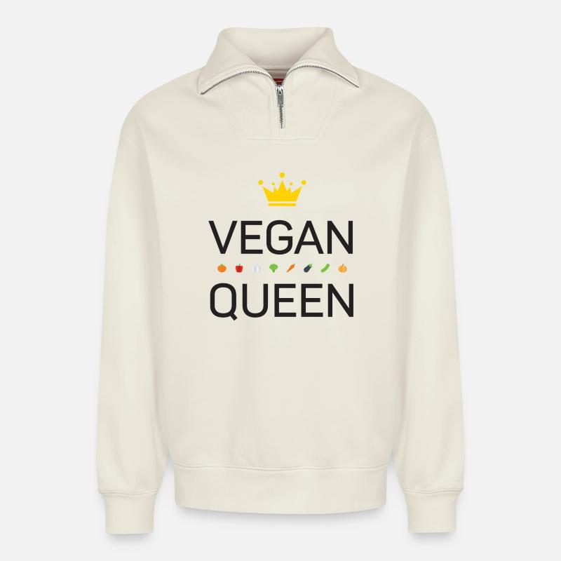 Vegan - Relaxed Unisex Organic Half Zip Sweatshirt – von SPREAD - Naturweiß