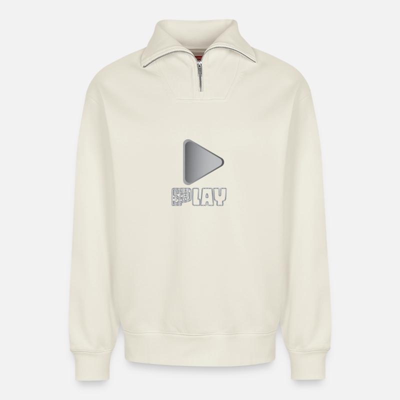 Play - Relaxed Unisex Organic Half Zip Sweatshirt – by SPREAD - off white