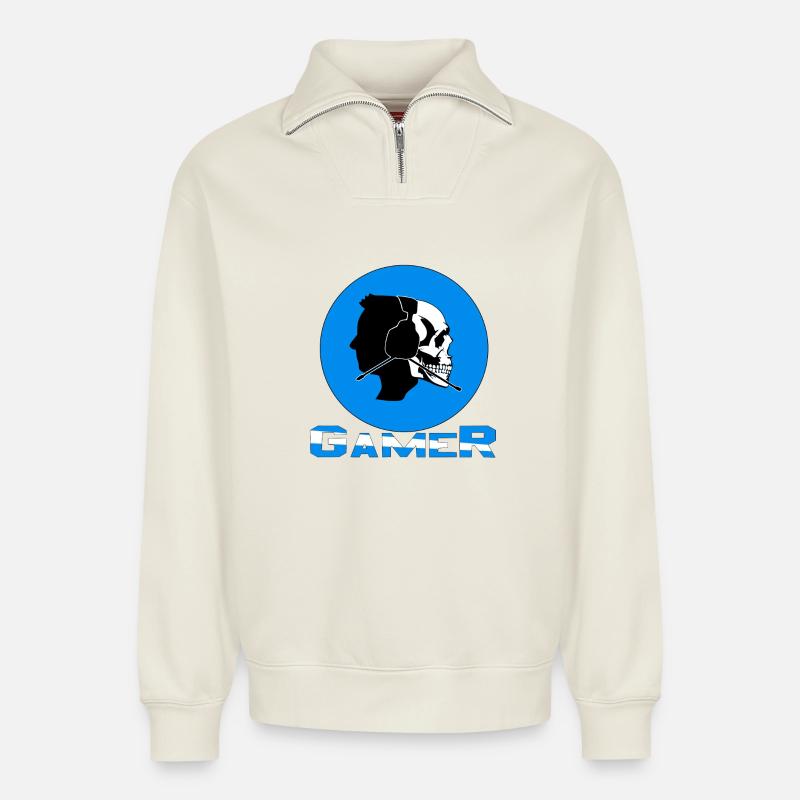 Spieler - Relaxed Unisex Organic Half Zip Sweatshirt – von SPREAD - Naturweiß