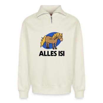 Cool Statement Islandpferde Islandponys Pony - Relaxed Unisex Organic Half Zip Sweatshirt – von SPREAD - Naturweiß - Vorne