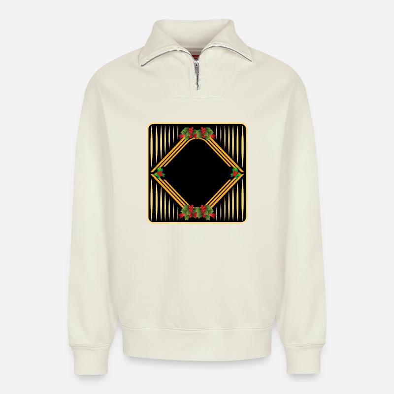 CONCEVEZ VOTRE PROPRE NOËL - Sweat unisexe décontracté en coton biologique à demi-zip – de SPREAD - blanc cassé