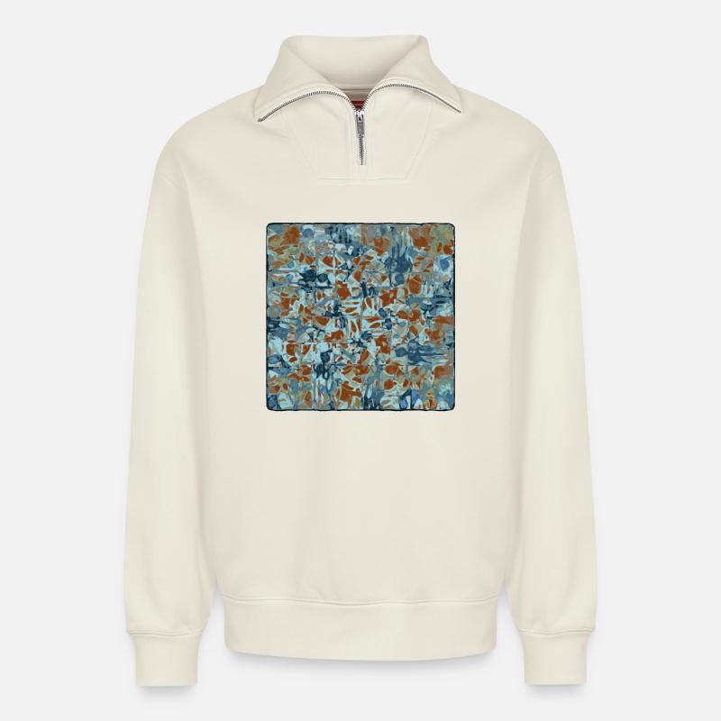 Abstraktes Camouflage Muster - Relaxed Unisex Organic Half Zip Sweatshirt – von SPREAD - Naturweiß