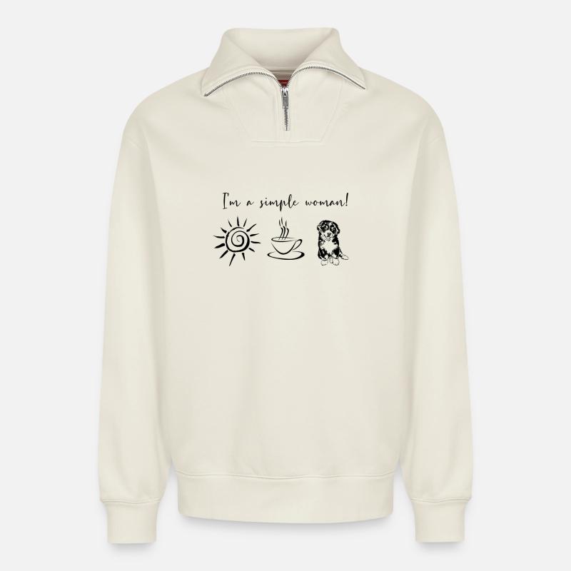 Berner Sennenhund - Relaxed Unisex Organic Half Zip Sweatshirt – von SPREAD - Naturweiß