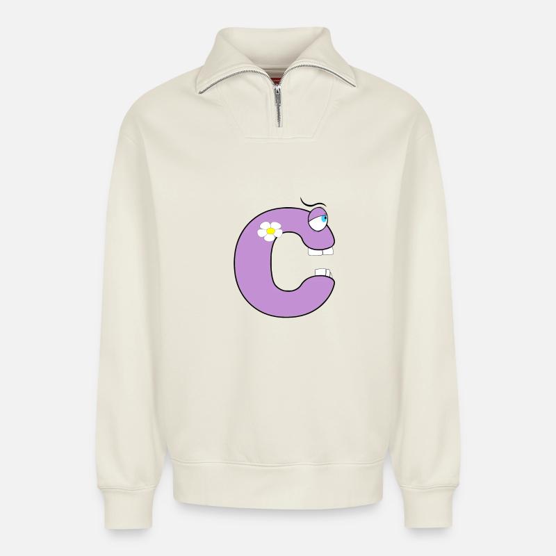 C - Relaxed Unisex Organic Half Zip Sweatshirt – von SPREAD - Naturweiß