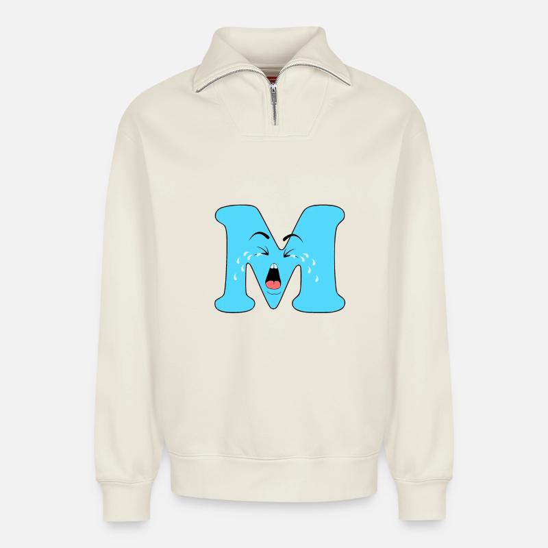 M - Relaxed Unisex Organic Half Zip Sweatshirt – von SPREAD - Naturweiß