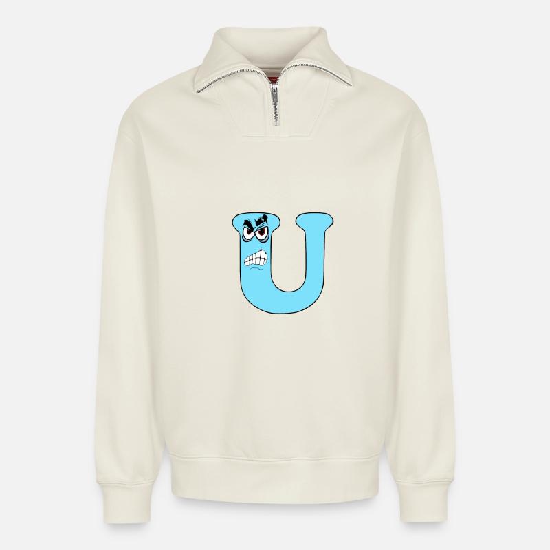 U - Relaxed Unisex Organic Half Zip Sweatshirt – von SPREAD - Naturweiß