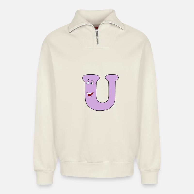 U - Relaxed Unisex Organic Half Zip Sweatshirt – von SPREAD - Naturweiß