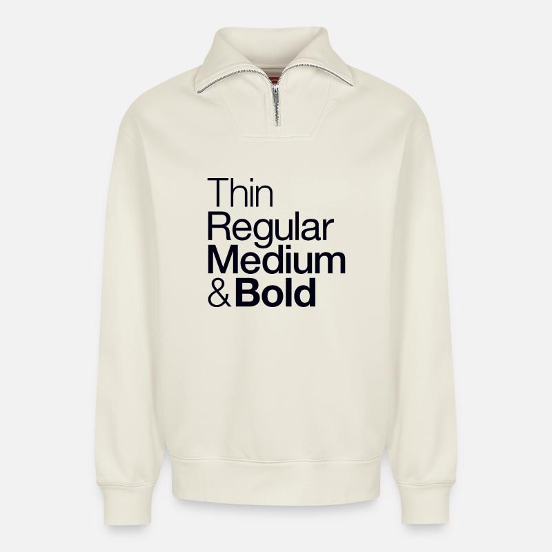 Typographer - Typography - Design - Relaxed Unisex Organic Half Zip Sweatshirt – by SPREAD - off white
