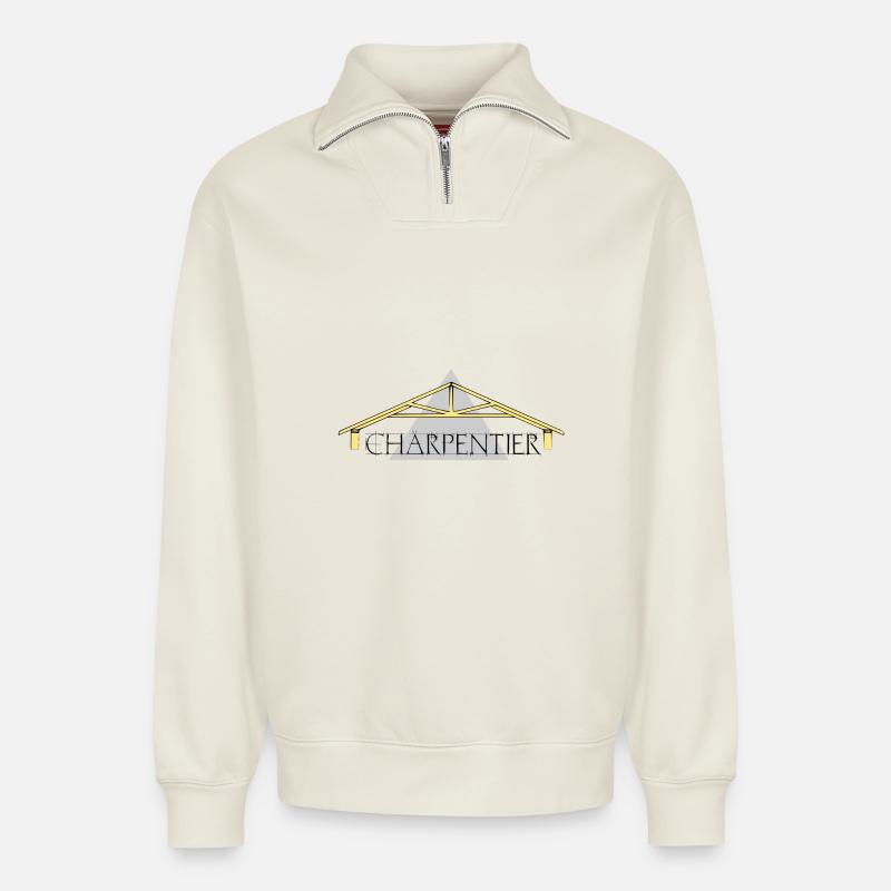 Zimmermann - Relaxed Unisex Organic Half Zip Sweatshirt – von SPREAD - Naturweiß
