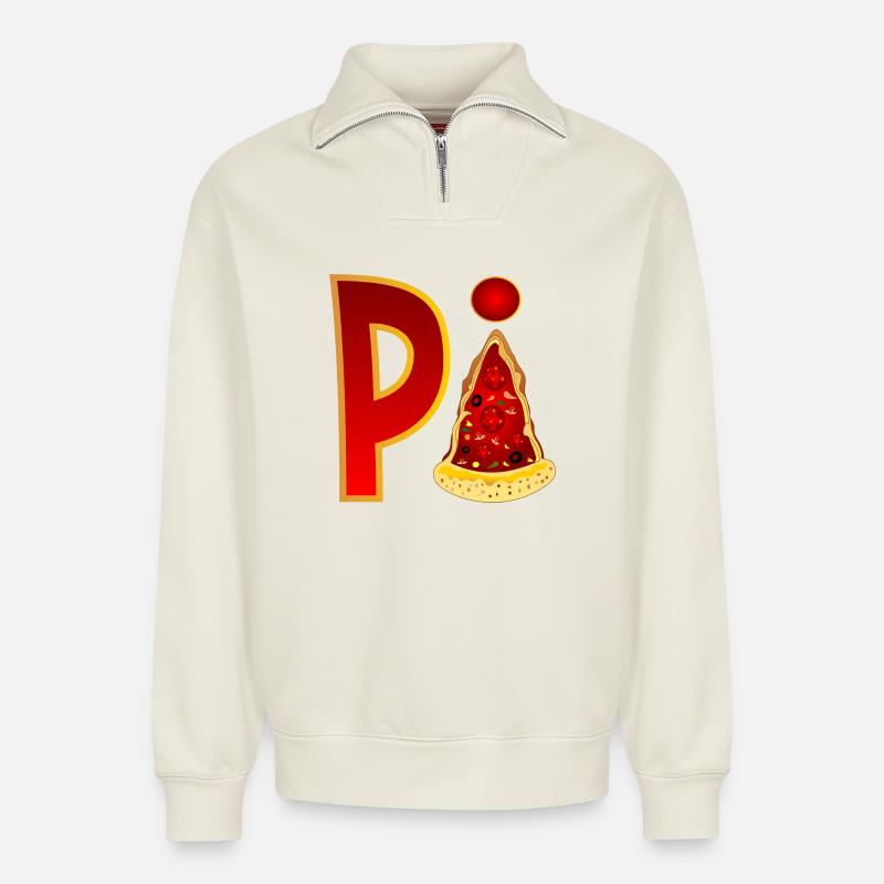 PIZZA MATHEMATIK - PI - Relaxed Unisex Organic Half Zip Sweatshirt – von SPREAD - Naturweiß