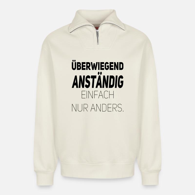 Anständig einfach nur anders - Relaxed Unisex Organic Half Zip Sweatshirt – von SPREAD - Naturweiß