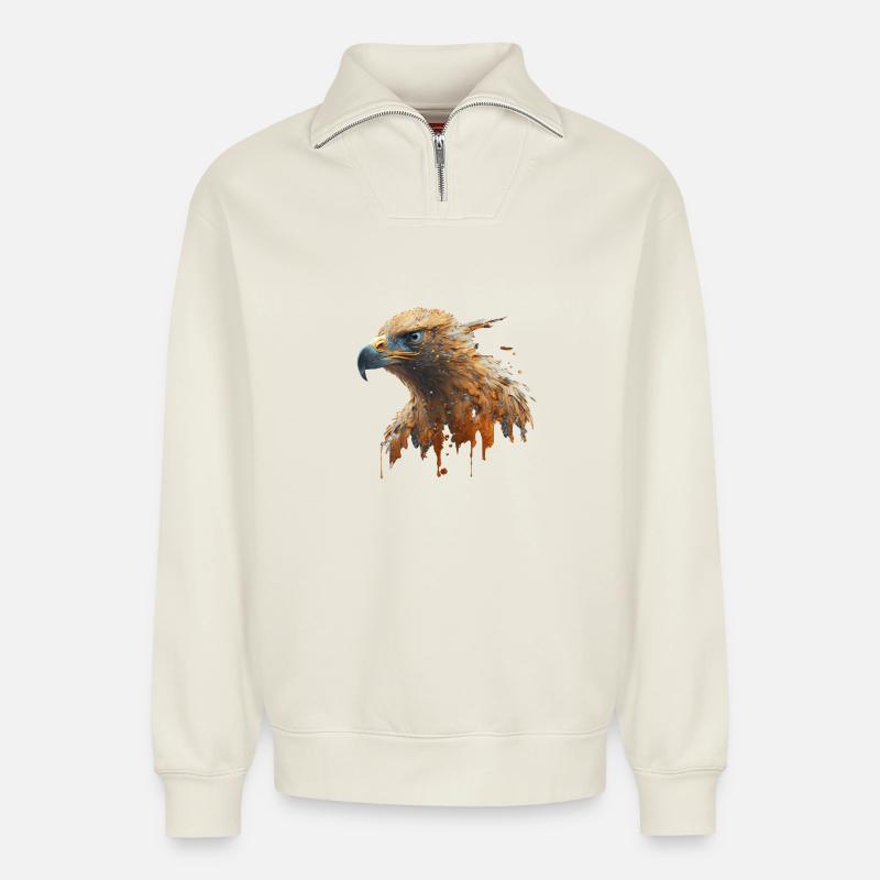 American eagle - Relaxed Unisex Organic Half Zip Sweatshirt – by SPREAD - off white