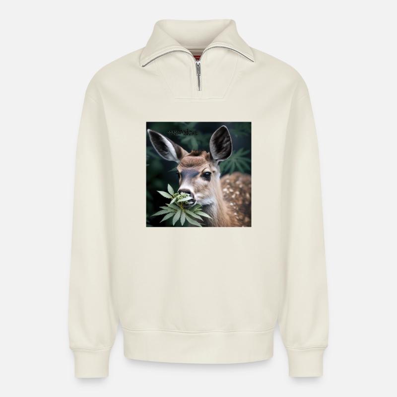 Cannabiche 07 mit Tippfehler - Relaxed Unisex Organic Half Zip Sweatshirt – von SPREAD - Naturweiß