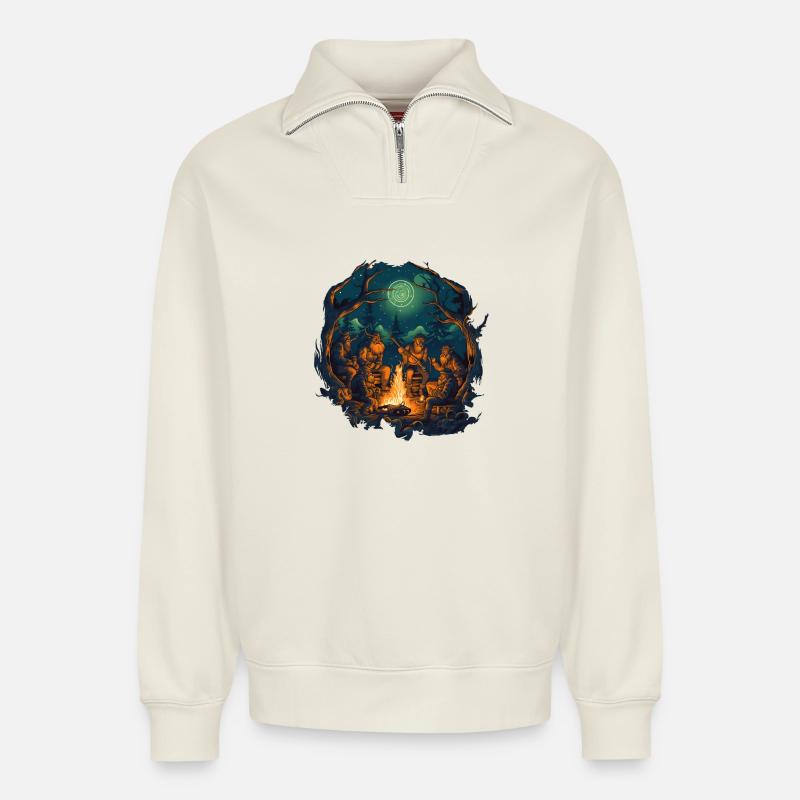 Viking Crew - Relaxed Unisex Organic Half Zip Sweatshirt – von SPREAD - Naturweiß