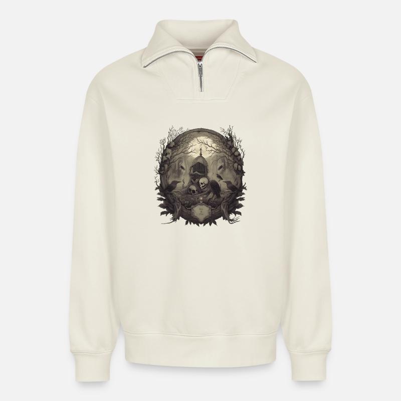 Gothic - Relaxed Unisex Organic Half Zip Sweatshirt – by SPREAD - off white