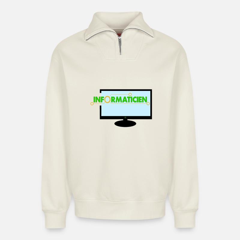 Informatiker - Relaxed Unisex Organic Half Zip Sweatshirt – von SPREAD - Naturweiß