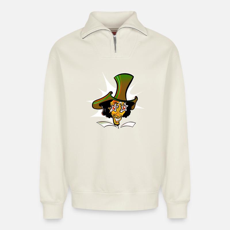 Funky - Relaxed Unisex Organic Half Zip Sweatshirt – von SPREAD - Naturweiß