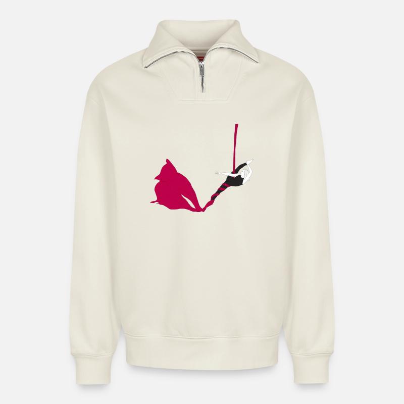 Magenta Silks Luftakrobatik - Relaxed Unisex Organic Half Zip Sweatshirt – von SPREAD - Naturweiß