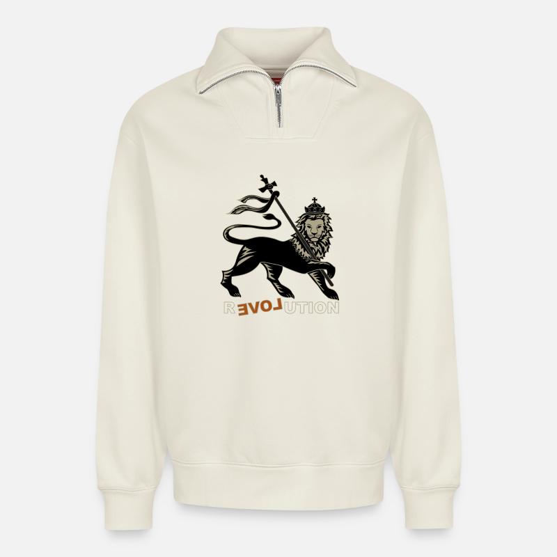 Reloveution - Relaxed Unisex Organic Half Zip Sweatshirt – by SPREAD - off white