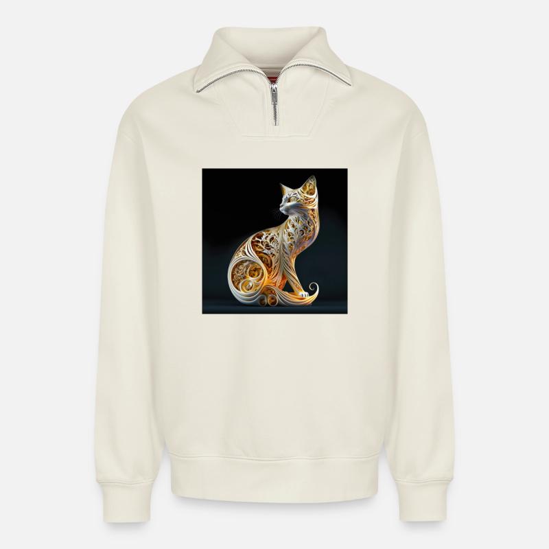 Kat 01 - Relaxed Unisex Organic Half Zip Sweatshirt – von SPREAD - Naturweiß