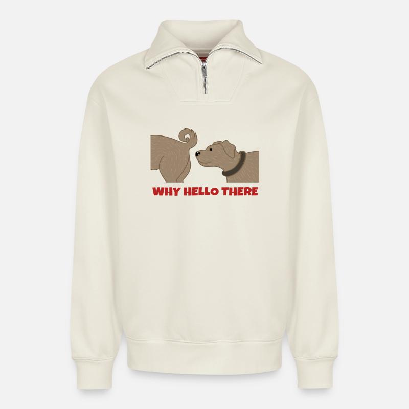 Haustiere Hund Statement Kuscheltier Heimtier - Relaxed Unisex Organic Half Zip Sweatshirt – von SPREAD - Naturweiß