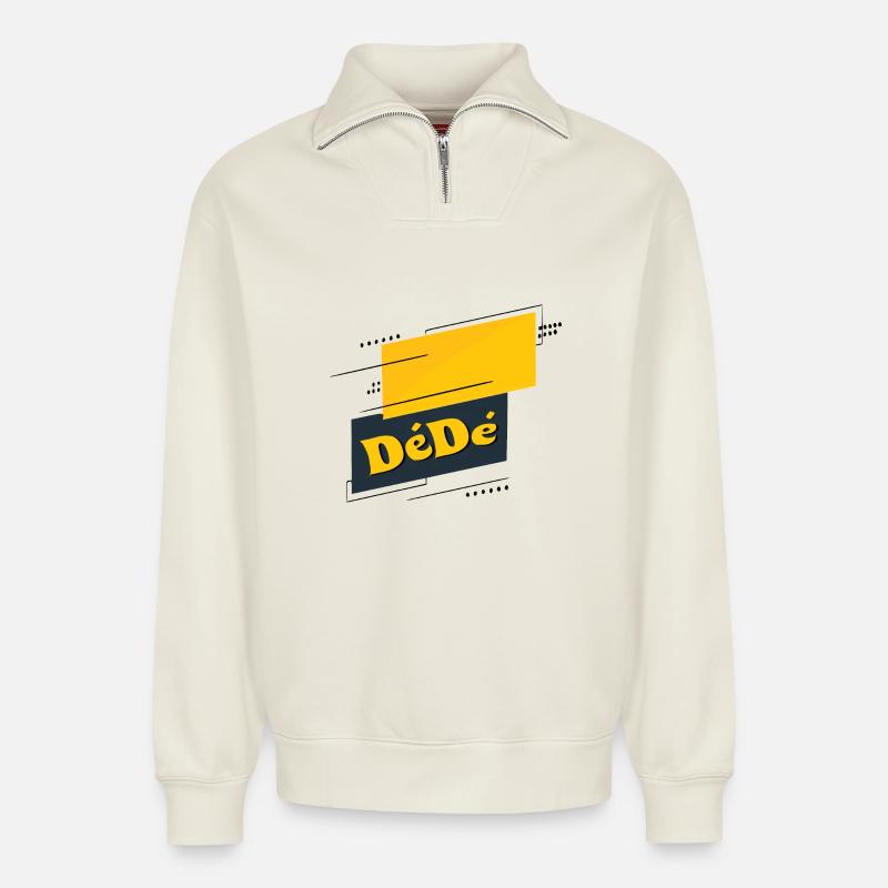 Dédé - Relaxed Unisex Organic Half Zip Sweatshirt – von SPREAD - Naturweiß