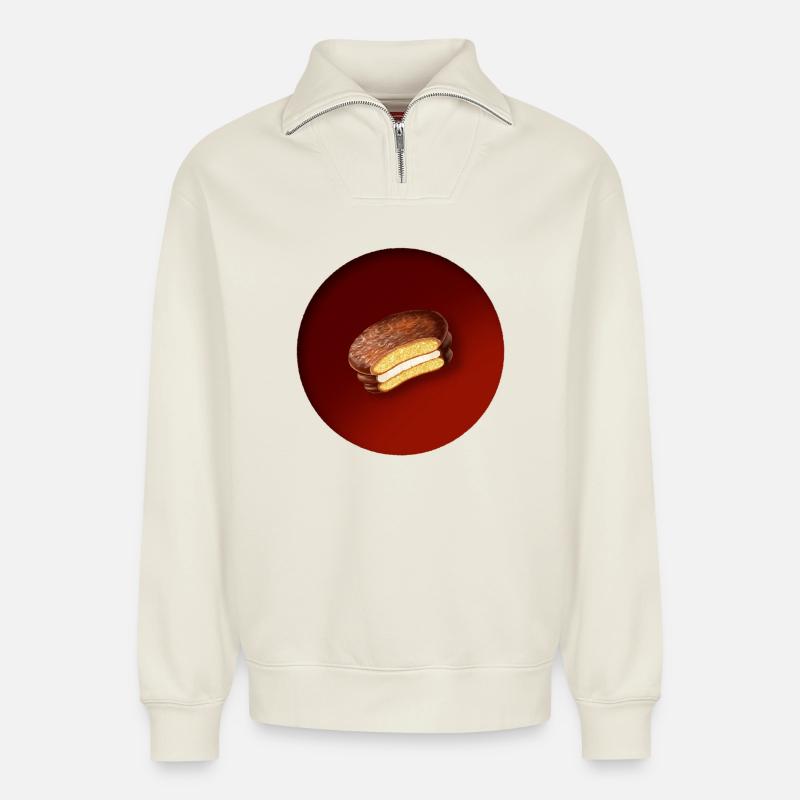 ein leckerer Keks mit Schokolade - Relaxed Unisex Organic Half Zip Sweatshirt – von SPREAD - Naturweiß