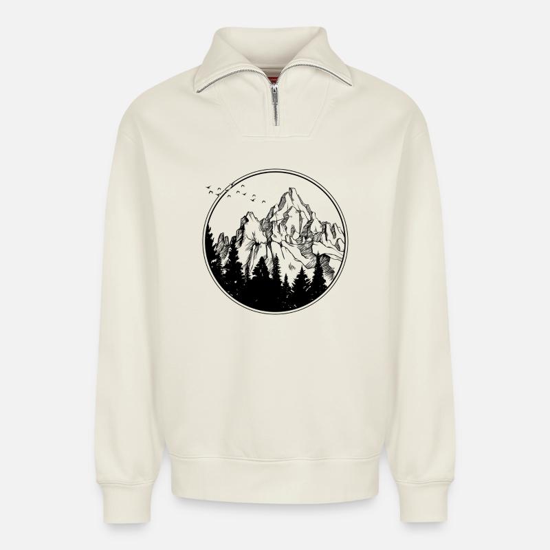 Adventure Awaits - Relaxed Unisex Organic Half Zip Sweatshirt – by SPREAD - off white