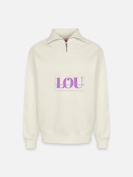 Lou - Sweat unisexe décontracté en coton biologique à demi-zip – de SPREAD - blanc cassé