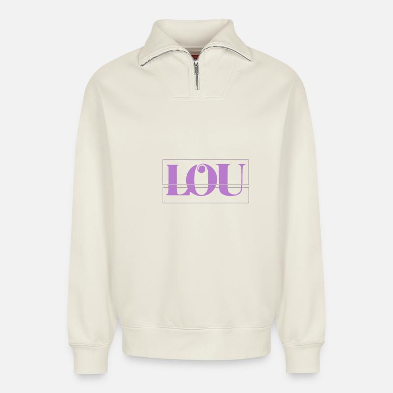 Lou - Relaxed Unisex Organic Half Zip Sweatshirt – by SPREAD - off white