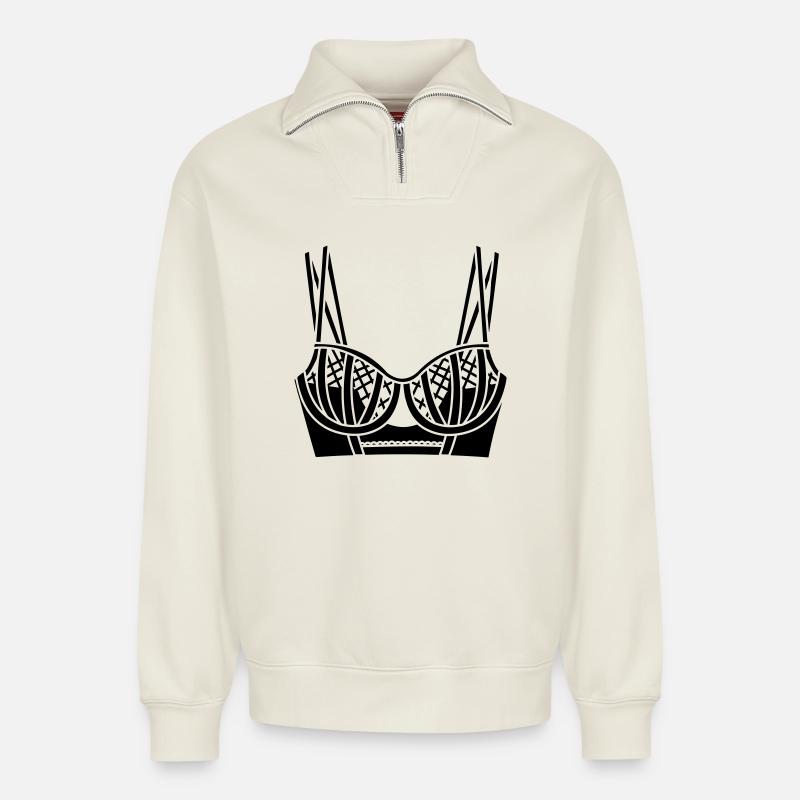 BH-Dessous-Logo für Geschäft oder Verkäufer - Relaxed Unisex Organic Half Zip Sweatshirt – von SPREAD - Naturweiß
