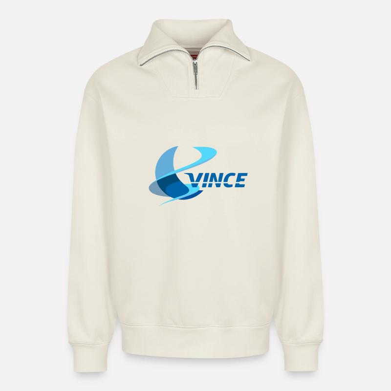 Vince - Relaxed Unisex Organic Half Zip Sweatshirt – von SPREAD - Naturweiß