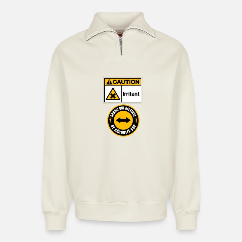 Irritating - Relaxed Unisex Organic Half Zip Sweatshirt – by SPREAD - off white